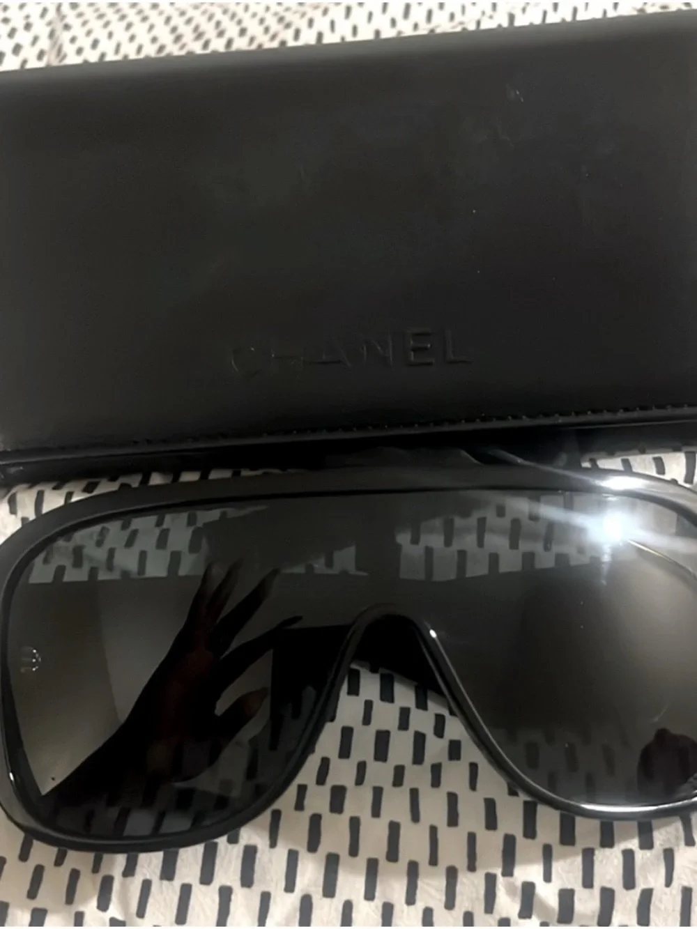 CHANEL Black Oversized Square Sunglasses with Gradient Lenses